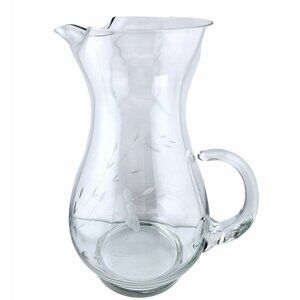 Princess House Heritage Crystal Pitcher with Ice Lip 10.2" etched floral vintage